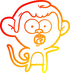 warm gradient line drawing cartoon shocked monkey