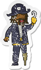 retro distressed sticker of a cartoon pirate captain