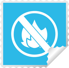 square peeling sticker cartoon no fire allowed sign