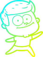 Fototapeta premium cold gradient line drawing cartoon happy man