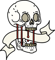 tattoo with banner of a skull
