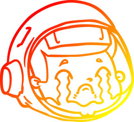 warm gradient line drawing cartoon astronaut face crying