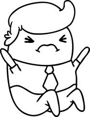 line drawing of a kawaii business man