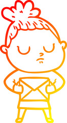 warm gradient line drawing cartoon calm woman