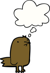 cartoon bird and thought bubble