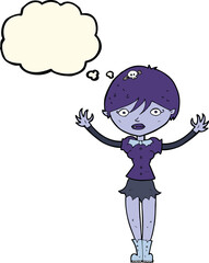 cartoon vampire girl with thought bubble