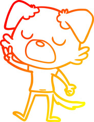warm gradient line drawing cartoon dog