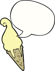 cartoon ice cream and speech bubble