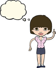 cartoon woman with idea with thought bubble