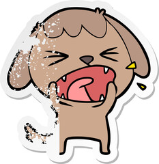 distressed sticker of a cute cartoon dog barking