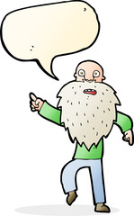 cartoon stressed old man with speech bubble