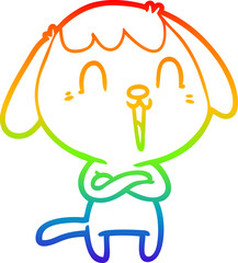 rainbow gradient line drawing cute cartoon dog