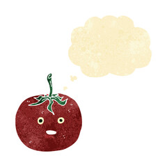 cartoon tomato with thought bubble