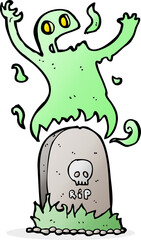 cartoon ghost rising from grave