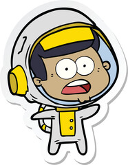 sticker of a cartoon surprised astronaut