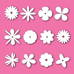 Naklejka premium flowers icon with 3d paper cut style with shadow