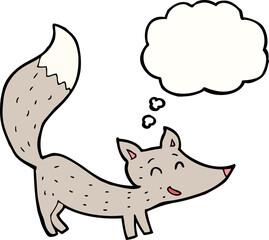 cartoon little wolf with thought bubble