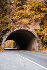 Fototapeta na wymiar Bote Mountain Tunnel through Great Smoky Mountain National Park in Tennessee