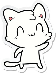 sticker of a cartoon happy cat
