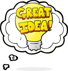 thought bubble cartoon great idea light bulb symbol