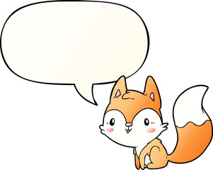cute cartoon fox and speech bubble in smooth gradient style