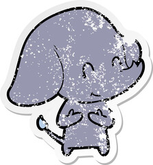 distressed sticker of a cute cartoon elephant
