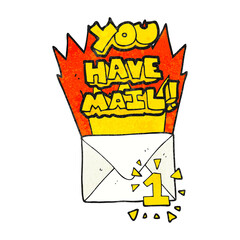 textured cartoon you have mail symbol