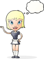 cartoon maid with thought bubble