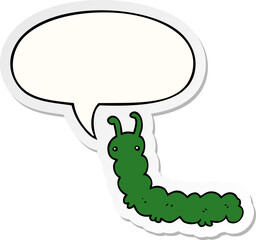 cartoon caterpillar and speech bubble sticker