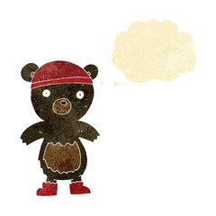 cartoon cute black bear with thought bubble