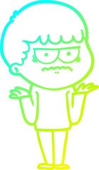 cold gradient line drawing cartoon angry man