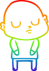rainbow gradient line drawing cartoon bald man