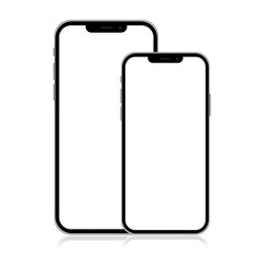 Mockup of mobile phone isolated on white background