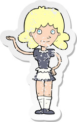 retro distressed sticker of a cartoon maid