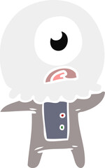 flat color style cartoon cyclops alien spaceman