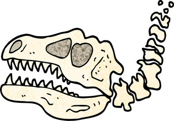 grunge textured illustration cartoon dinosaur bones