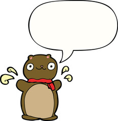 cartoon happy teddy bear and speech bubble