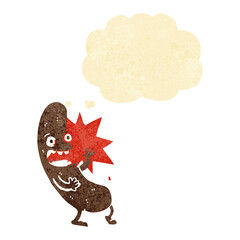 cartoon sausage with thought bubble