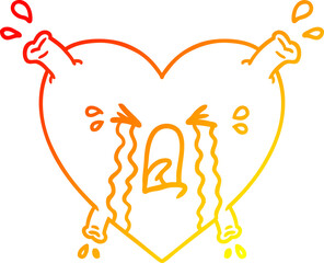 warm gradient line drawing cartoon heart
