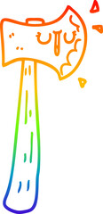 rainbow gradient line drawing cartoon axe