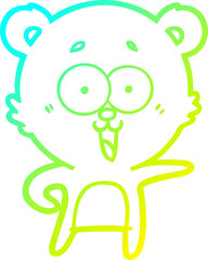 cold gradient line drawing laughing teddy  bear cartoon