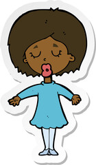 sticker of a cartoon woman in dress
