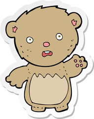 sticker of a cartoon worried teddy bear