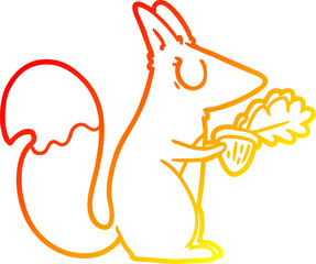 warm gradient line drawing cartoon squirrel