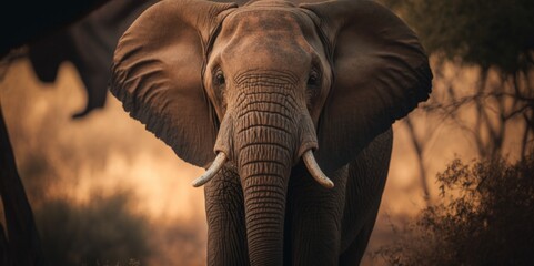 Fototapeta na wymiar Majestic Elephant in the Wild, generative ai