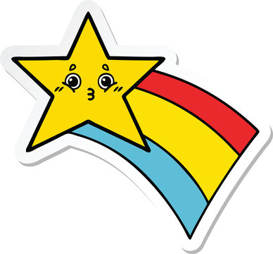 sticker of a cute cartoon shooting rainbow star