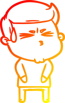 recommend clip art: warm gradient line drawing cartoon man sweating