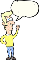 comic book speech bubble cartoon man waving