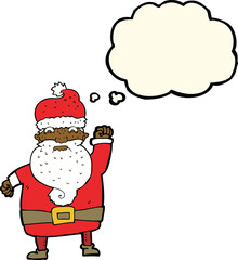 cartoon angry santa claus with thought bubble