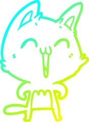 cold gradient line drawing happy cartoon cat